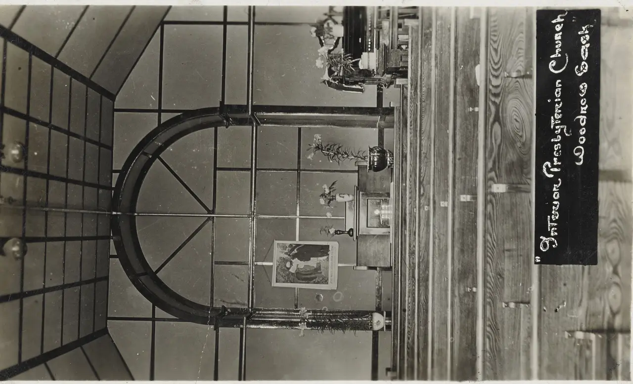 Interior of the Presbyterian Church, Woodrow, about 1915